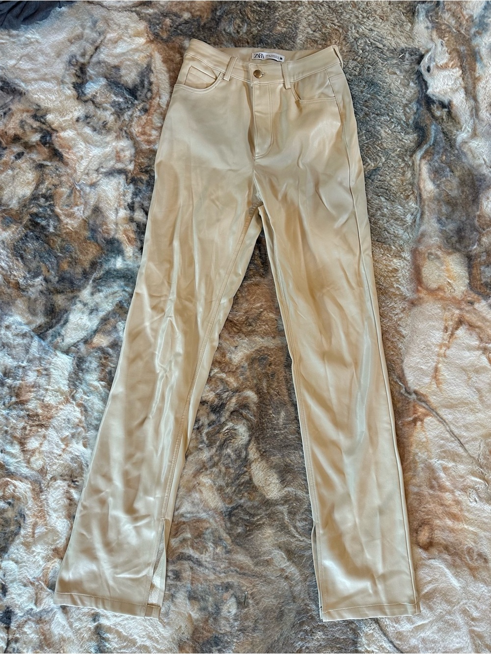 Zara Faux Leather high rise Jeans
